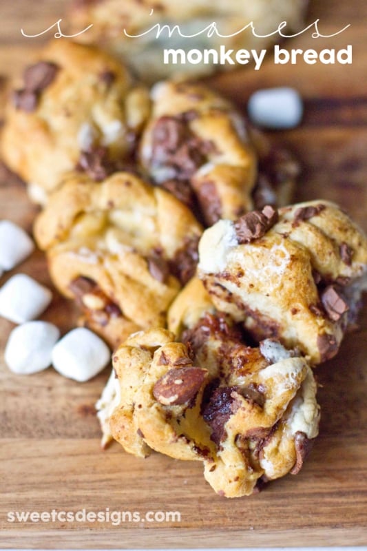 S'mores Monkey Bread by Sweet C's Designs, featured on cravingsofalunatic.com 