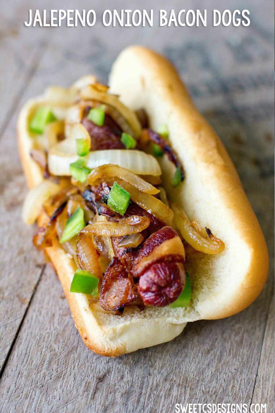 Jalapeno onion Bacon Dogs- these hot dogs are cooked in a skillet to perfection!